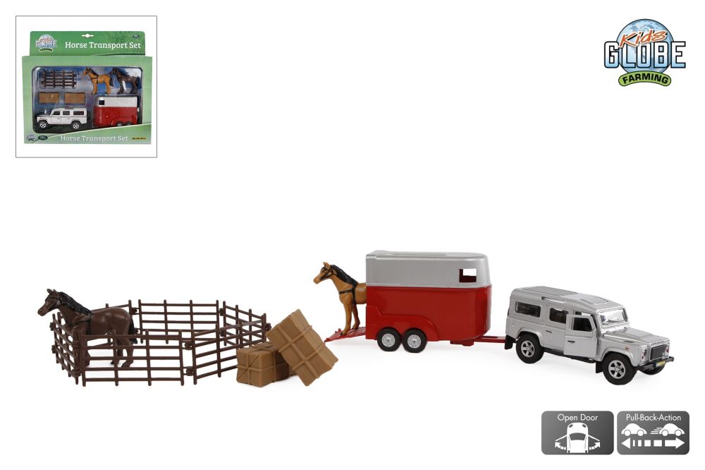 Kids Globe Land Rover & Horse Trailer 26cm