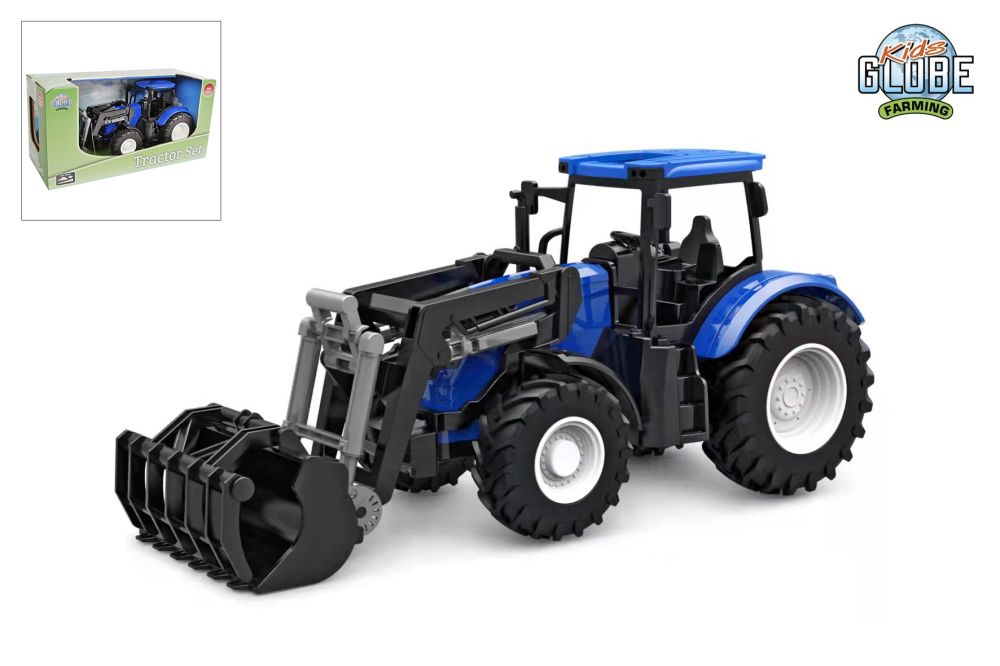 Kids Globe Farming Tractor With Front End Loader 27cm - Blue