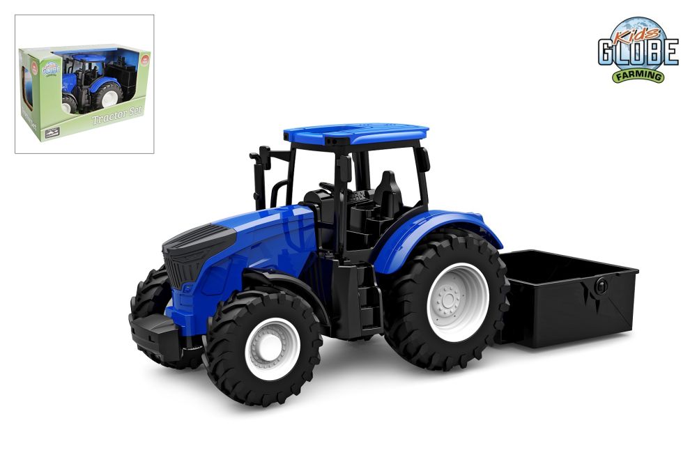 Kids Globe Farming Tractor With Tipper 27.5cm - Blue