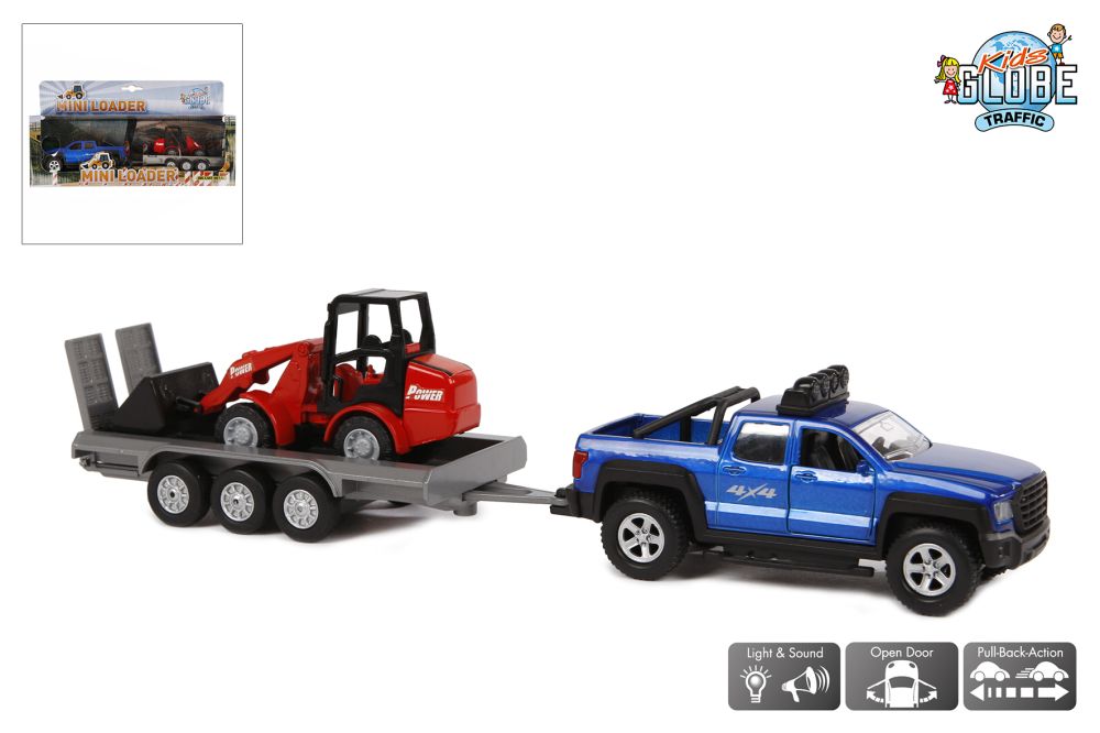 PICK-UP WITH 3-AXLE TRAILER AND MINI-LOADER