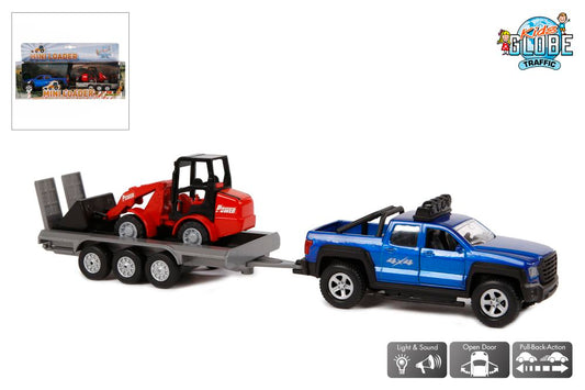 PICK-UP WITH 3-AXLE TRAILER AND MINI-LOADER