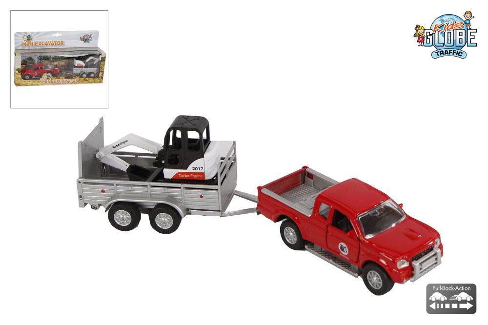 MITSUBISHI ALL-TERRAIN VEHICLE WITH TRAILER AND MINI EXCAVATOR