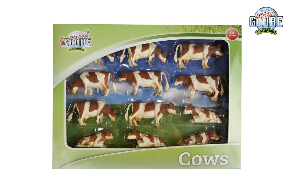 COWS IN GIFTBOX 1:32 RED/BROWN