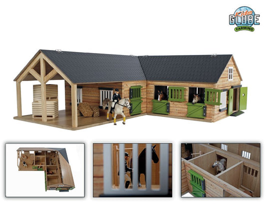 KIDS GLOBE HORSE STABLE WITH 4 BOXES AND STORAGE